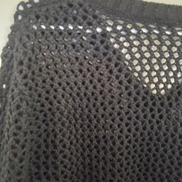 Charcoal Grey Open Knit Long Sleeve V Neck Sweater - Picture 6 of 15